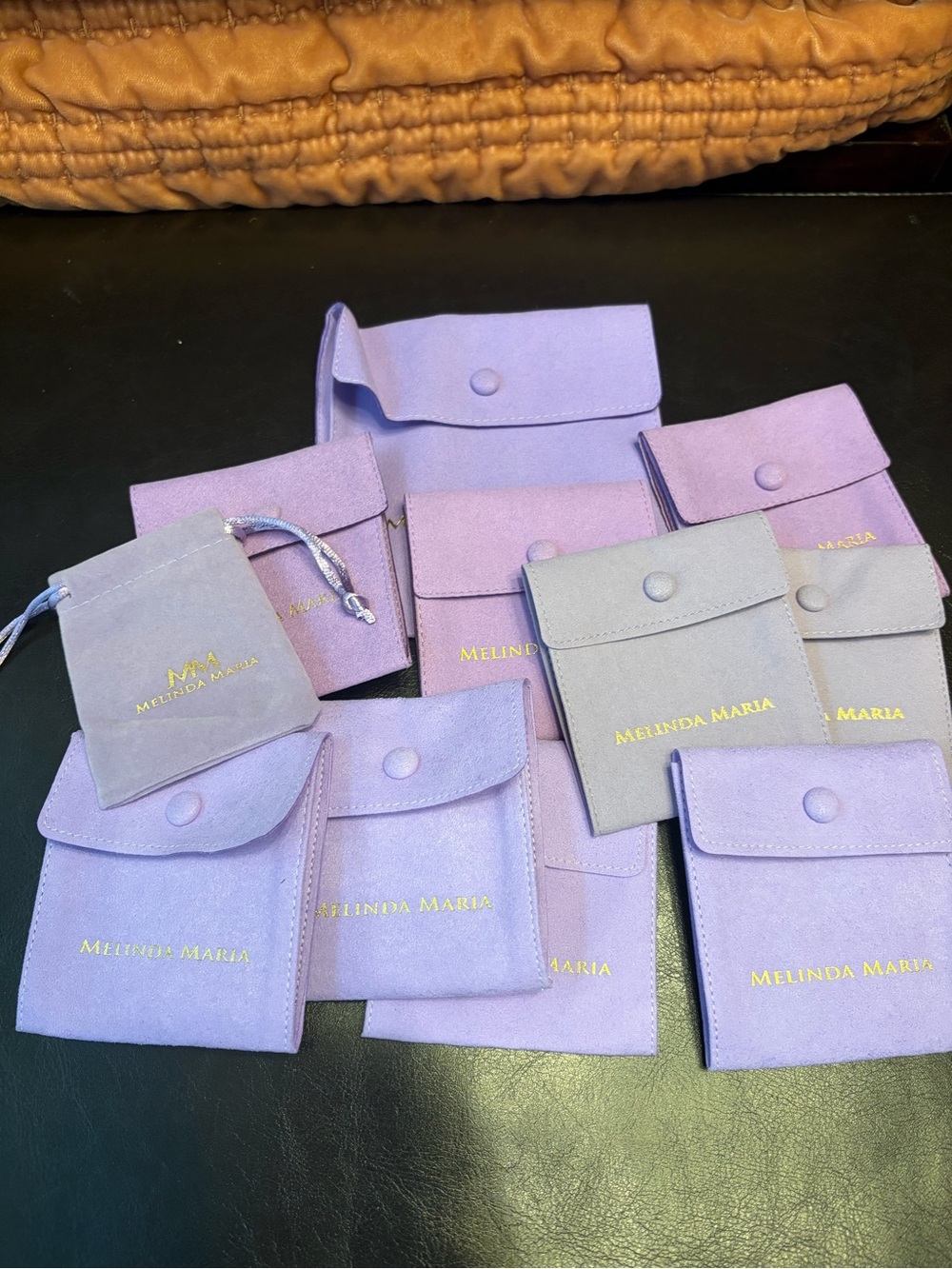 Melinda Maria Lavender and Light Gray Suede Jewelry Pouches - Set